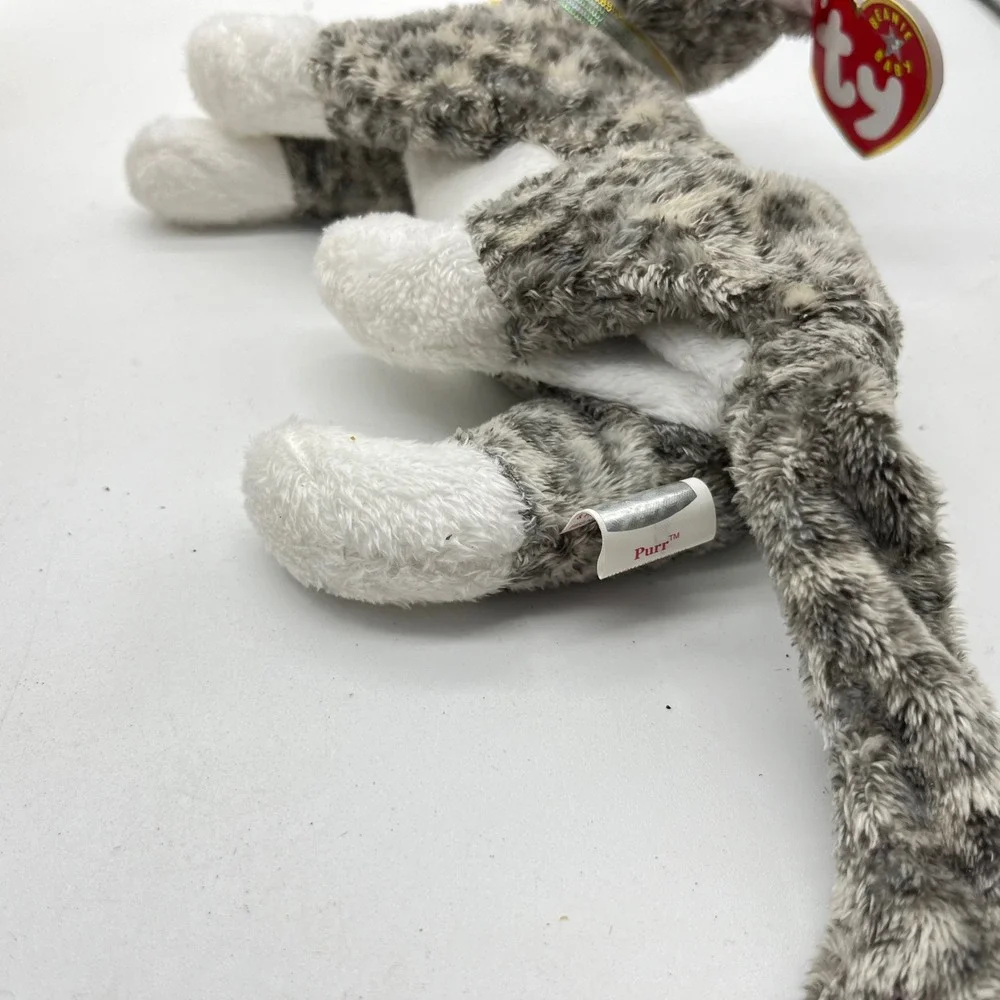 Ty Beanie Baby Cat Lot Fraidy Black Halloween Cat and Purr Grey Tabby‎ Plush 2pc
